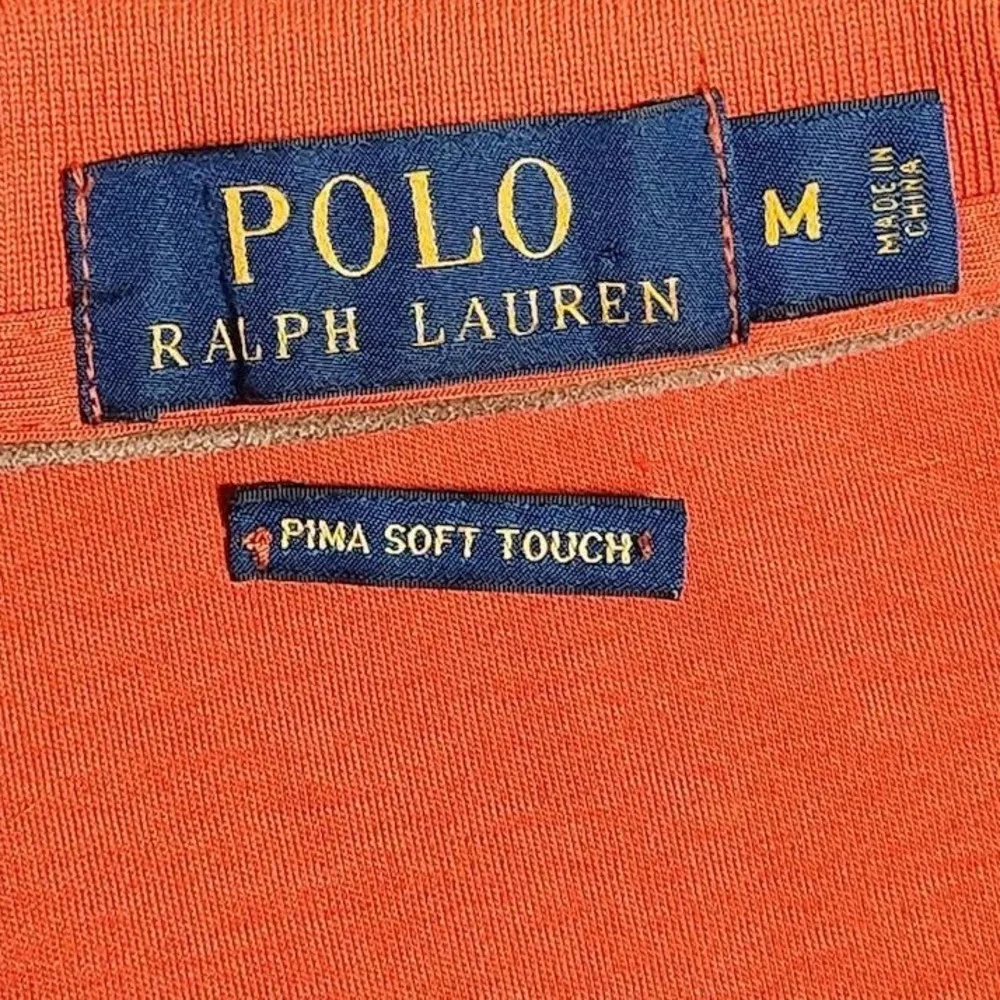 Polo Ralph Lauren Mens Orange Pima Soft Touch Long Sleeve Polo Shirt Medium